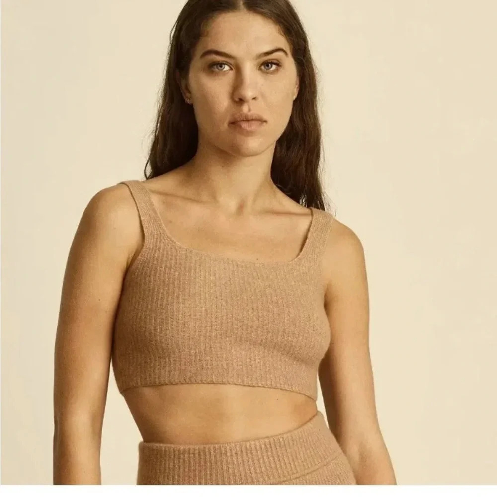 EVERLANE NEW NWT WOMENS KNIT CROPPED TAN CAMEL TANK SUMMER CASUAL SIZE S SMALL